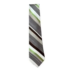 Ted Baker London Men's Gray Green Linen Blend Striped Print Neck Tie